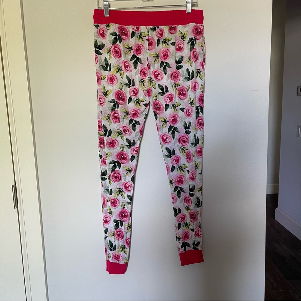 Little Sleepies Womens Pajama Set sz Small Roses Pink Breastfeeding Friendly - Picture 5 of 16